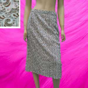 60s Eyelet Lace Paisley Secretary Skirt w Pockets